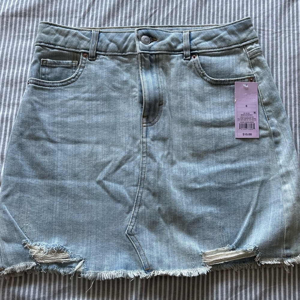 Wild Fable Light Blue Distressed Mini Skirt